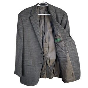 Lauren Ralph Lauren Mens Wool HOUNDSTOOTH Sport Coat Blazer 42L Gray 2‎ Button
